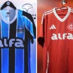 Camisas de Grêmio e Inter com estampa do novo patrocinador