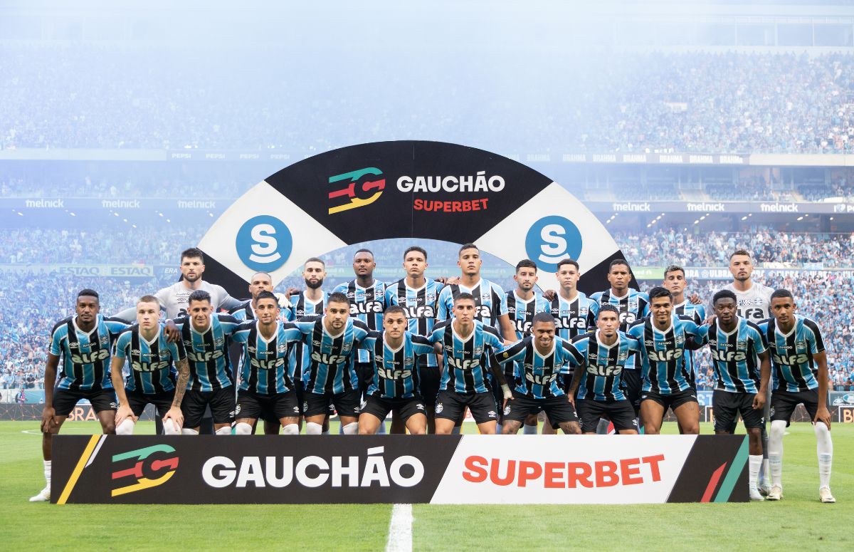 Jogadores do Grêmio na final do Gauchão 2025