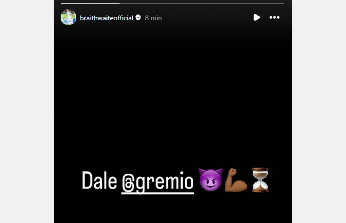 Postagem de Braithwaite, do Grêmio, nas redes sociais